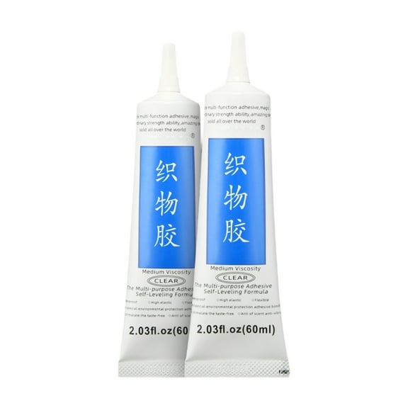 Bfogop Fabric Glue Permanent, 15ML 2Pcs Food-Grade Clothing Glue, Odor-Free, Washable Fabric Adhesive Clear Washable Clothing Glue for All Fabrics, Patches, Leather, Cotton