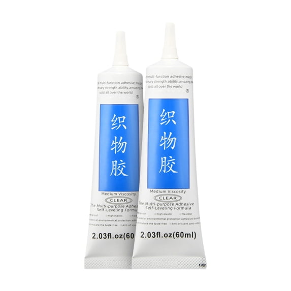 Bfogop Fabric Glue Permanent, 15ML 2Pcs Food-Grade Clothing Glue, Odor-Free, Washable Fabric Adhesive Clear Washable Clothing Glue for All Fabrics, Patches, Leather, Cotton