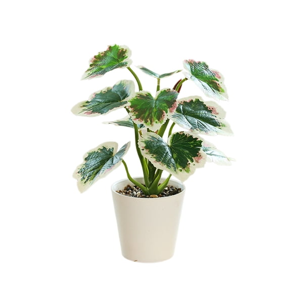 Bfogop Fake Plants in Ceramic Pot, 12" Potted Artificial Plants for Home Decor Indoor Faux Green Leaf Plant with Modern White Planter for Desk Shelf Office Room Decoration