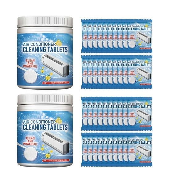 Bfogop Flow Treat Tabs - 20 Tablets 2 Pcs AC Drain Line Cleaner Prevents Odors, Keeps HVAC Drain Pan Clean, Prevents Overflow Lasts up to 4 Week Condensate Pan Treatment Tablets