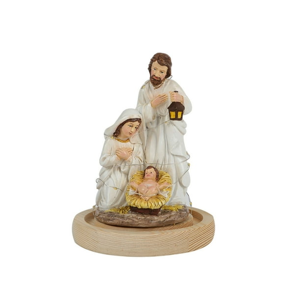 Bfogop Glass Christmas Led Nativity Scene Figurine Glowing Ornament Crafts For Festival Wedding Birthday Party Christmas Nativity Figurines Decorations Glass Dome Religious Decorations