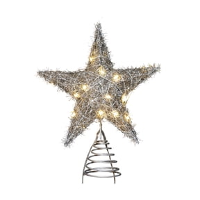 Bfogop Gold Christmas Tree Topper Star with Warm White LED Lights, Glittered Star Tree Topper for Christmas Tree Festive Decorations and Xmas Holiday Seasonal Decor, 11.8 x 9.5 Inch