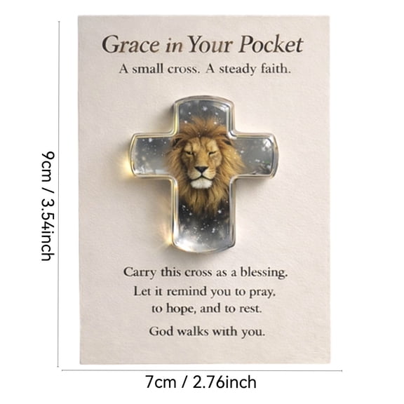 Bfogop Grace in Your Pocket, Christian Pocket Cross with Lamb Design, Premium Shatter-Resistant Acrylic Crafted Cross Token, Faith Reminder Cross Keepsake for Prayer, Hope