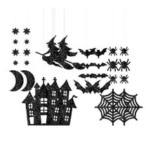 Bfogop Halloween Black Creepy Vintage Party Decorations - 10Pcs Hanging Streamers Garland,Bat Witch Spider Swirl Ceiling Outdoor Indoor Wall Decor Party Props,Porch Room Scary Supplies