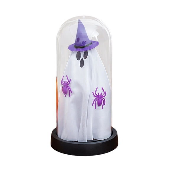 Bfogop Halloween Decor-Halloween Decorations Indoor Light Up Ghost in Glass Cloche-Cute Ghost with Light for Home Kitchen Mantel Tabletop Party Decor and Holiday Decorations