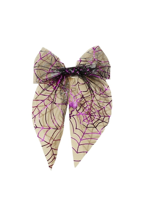 Halloween Hair Bow Clips Cute Spider Web Printed Hairbands with Bows Hair Accessories Infant Hair Clips Party Bowknot Hairpins Barrette for Baby Girl Toddler Hair Styling
