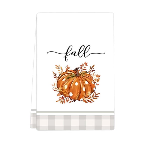 Bfogop Halloween Kitchen Towels Pumpkin Face Dish Towels 18 x 25 Inch Orange Black Hand Drying Tea Towels Spooky Farmhouse Buffalo Striped for Cooking Baking Cleaning Wipe Gift