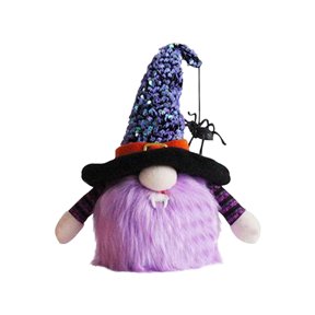 Bfogop Halloween Tabletop Decorations, 12" Lighted Plush Gnomes with Glitter Hat, Light LED Color Elf Holiday Present, Figurine Gifts Housewarming Halloween Festival Table Decor
