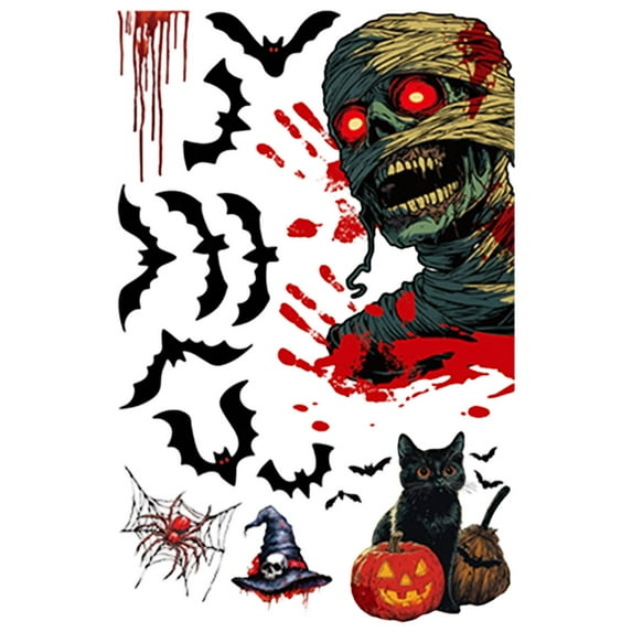 Bfogop Halloween Window Clings, Pumpkin Spider Bats Window clings,Halloween Window Clings for Glass Windows,Double Sided Static Halloween Window Stickers for Window Decals