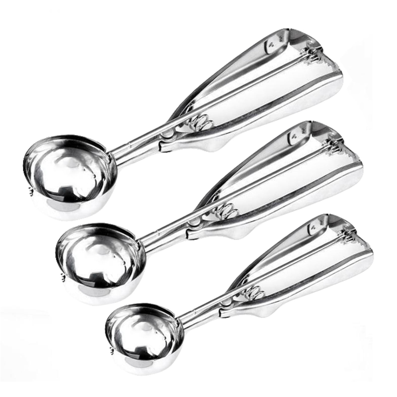 Bfogop Ice Cream Scoop 3 Pcs, 18/8 Stainless Steel Cookie Scoop, Cookie Scoops for Baking, 2 Tbsp/ 30 ml/ 1 oz Cookie Dough Scoop, Ice Cream Scooper with Trigger Release