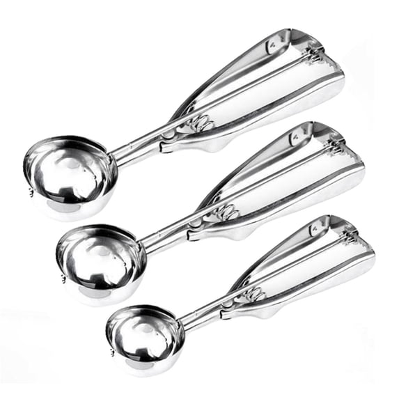 Bfogop Ice Cream Scoop 3 Pcs, 18/8 Stainless Steel Cookie Scoop, Cookie Scoops for Baking, 2 Tbsp/ 30 ml/ 1 oz Cookie Dough Scoop, Ice Cream Scooper with Trigger Release