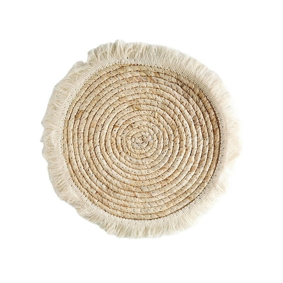 Bfogop Knitted Home Round Woven Rattan Wall Hanging – Handmade Boho Wall Decor, Natural Bamboo & Wood Art for Home, Living Room, Bedroom, Office Beige Decorative Accent Piece