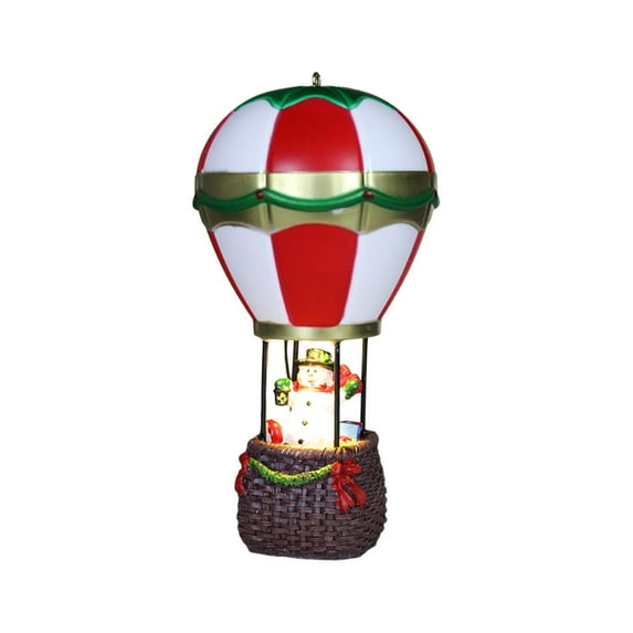 Bfogop LED Christmas Decorations Hot Air Balloon Fireplace Miniature Resin Ornaments Village Holiday Tabletop Decor Light Up Christmas Santa Claus Collectible Figurines Housewarming Gift