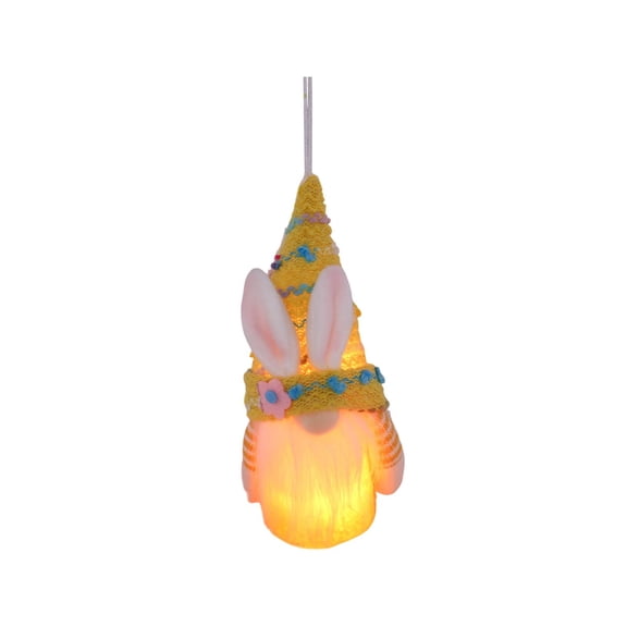 Bfogop Lighted Easter Gnome Decor Faceless Doll Decorations for Home Easter Light Up Bunny Dwarf Gnomes Ornament Plush Elf Gnome Decor Spring Gnome Rabbit Hanging Ornaments 6.7 Inch
