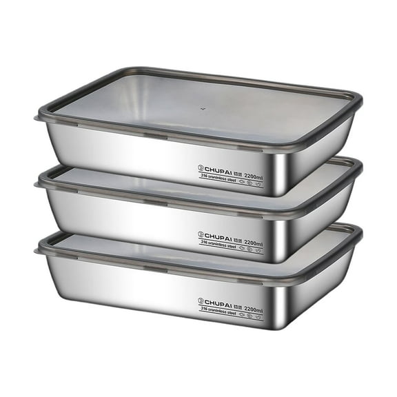 Bfogop Meal Prep Food Containers with Lids, Stainless Steel Trays Freezer Box Containers for Food with Airtight Lids, Oven & Dishwaher Safe