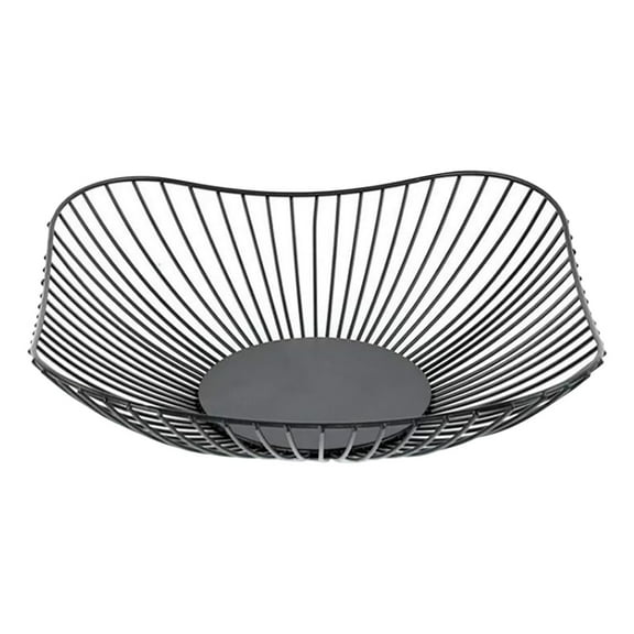 Bfogop Metal Fruit Basket - Black Fruit Bowl for Kitchen Counter - Wire Storage Basket for Vegetable Snack Candy - Square Fruit Holder for Countertop - 10 Inches (Square)