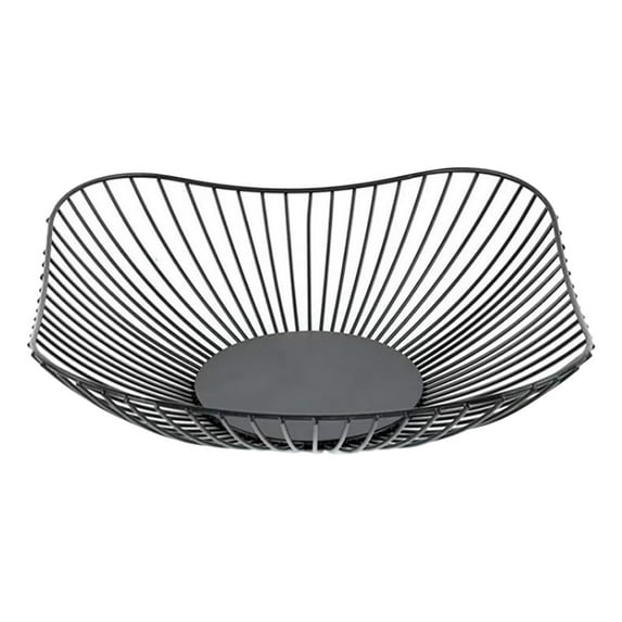 Bfogop Metal Fruit Basket - Black Fruit Bowl for Kitchen Counter - Wire Storage Basket for Vegetable Snack Candy - Square Fruit Holder for Countertop - 10 Inches (Square)