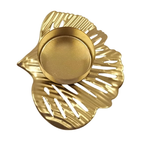 Bfogop Metal Leaf Shaped Votive Candle Holders Gold Desktop Tealight Candle Stands Decorative Palm Leaf Design for Living Fireplace Parties Candlelight Dinners Stable Flat Bottom