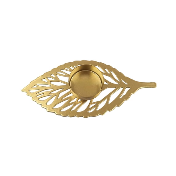 Bfogop Metal Leaf Shaped Votive Candle Holders Gold Desktop Tealight Candle Stands Decorative Palm Leaf Design for Living Fireplace Parties Candlelight Dinners Stable Flat Bottom