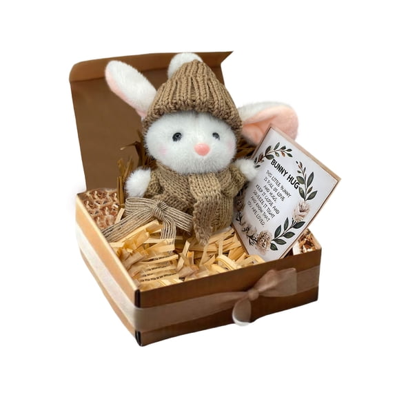 Bfogop Mini Bunny Hug Cute Easter Gift, Handmade Emotional Support Positive Bunny, Plush Pocket Hug Rabbit, Gift for Bunny Lovers, Rabbit Doll Desk Decor