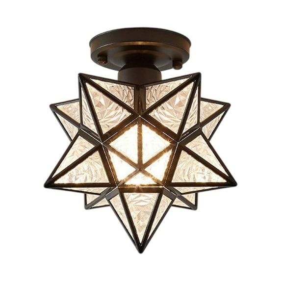 Bfogop Moravian Star Light Flush Mount Ceiling Light with Clear Glass, Glass Glam Chandelier Star Pendants Light Fixture Modern Elegant Ceiling Hanging Lights,Home Decor Essentials