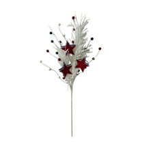 Bfogop Patriotic Artificial Flower Stem Picks, 19.7'' 4th of July Decorations Red White and Blue Flowers Memorial Day Independence Day Home Table Centerpiece Decor,1 Pcs 6 Branch