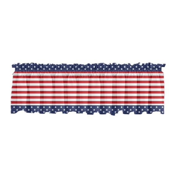 Bfogop Patriotic Curtain Valance 54 x 17 Inch American Flag Valance Curtain Rod Pocket 4th of July Star Stripes Short Window Treatment for Independence Day Home