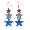 thumbnail image 1 of Bfogop Patriotic Dangle Earrings,Red White Blue Stripe American Flag Earrings,Acrylic Star Heart Drop Earrings,4th of July Idependence Day Patriotic Earrings,Holiday Outfit, 1 of 8