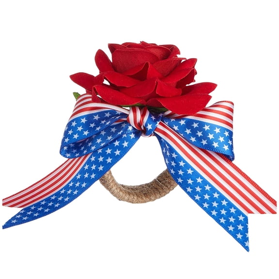 Bfogop Patriotic Napkin Rings 4th of July Napkin Ring Holders Enamel Flower Napkin Rings Independence Day Napkin Rings for Dinning Party Table Decoration,Holiday Party Decor