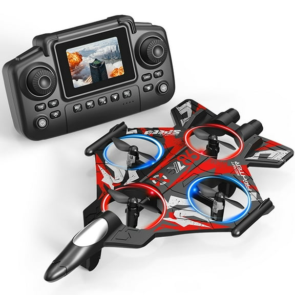 Bfogop RC Foam Plane with Screen Remote, Cool Breathing Lights, Headless Mode, Altitude Hold, 2.4G Control, 10-Min Flight, 360° Rotation, Includes Storage Card & Reader, Kid Safe