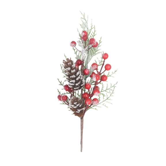 Bfogop Red Berry Stems Floral Pine Branches Christmas Artificial Pine Cones Branch Evergreen Christmas Berry Decor Holiday Floral Picks Holly Stem for Xmas Wreath DIY Garland Decor 12 Inch
