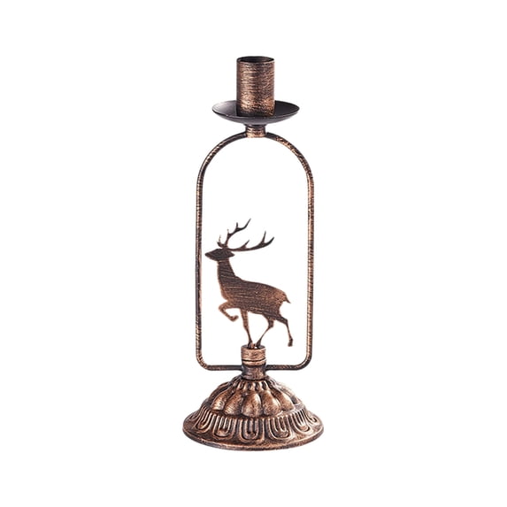 Bfogop Reindeer Tealight Candle Holders, Christmas Decorations Standing Iron Metal with Rustic Bronze Finish, Durable Candlestick Holiday Tabletop Centerpiece and Display 8.6 Inch