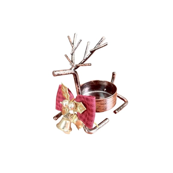 Bfogop Reindeer Tealight Candle Holders, Christmas Decorations Standing Iron Metal with Rustic Bronze Finish, Durable and Rust-Proof Candlestick Holiday Tabletop and Display