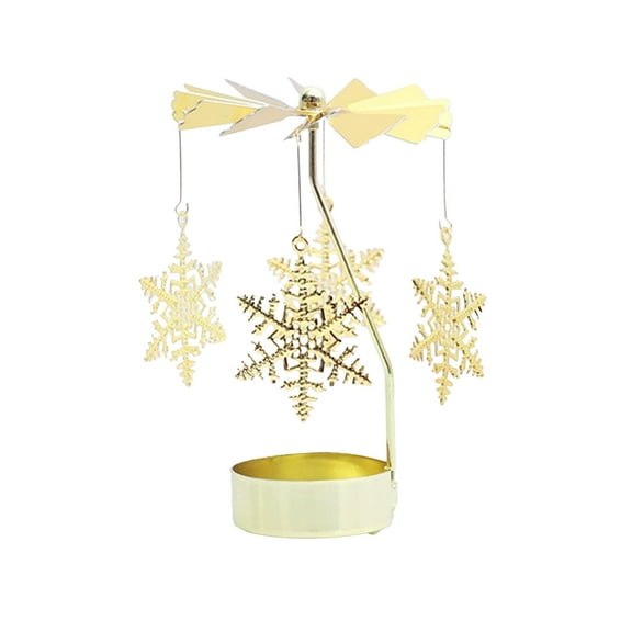 Bfogop Rotary Candle Holder Christmas Tree Snowflake Reindeer Metal Spinning Windmill Candlestick Carousel Candle Tea Light Holder for Christmas Home Tabel Centrepieces Decoration