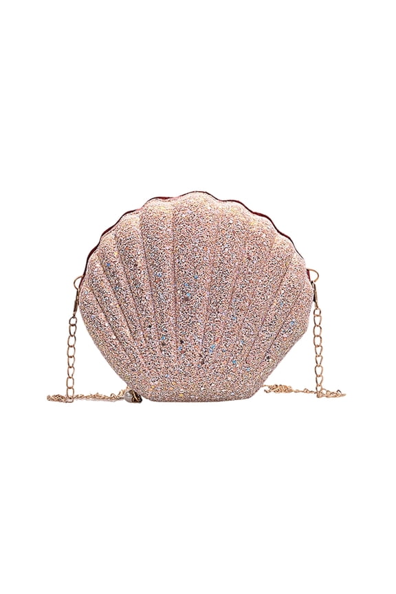 Seashell Evening Bag Purse Mermaid Chain Strap Clutch Handbag Shoulder Bag Seashell, Chain Strap Cute Seashell Shape Crossbody Purse Small Shoulder Bag