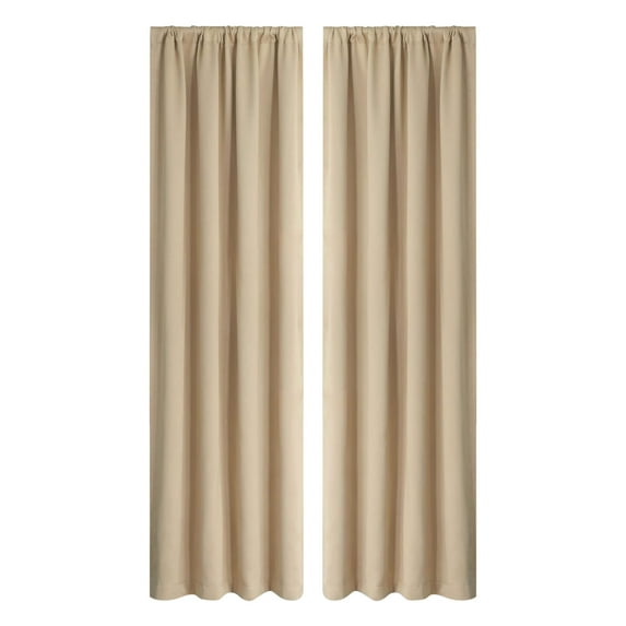 Bfogop Simple Style in Solid Ccolor Blackout Curtains for Bedroom Thermal Insulated Window Curtain Panels Energy Saving Rod-Through Curtains for Living Room 41*83in,Beige