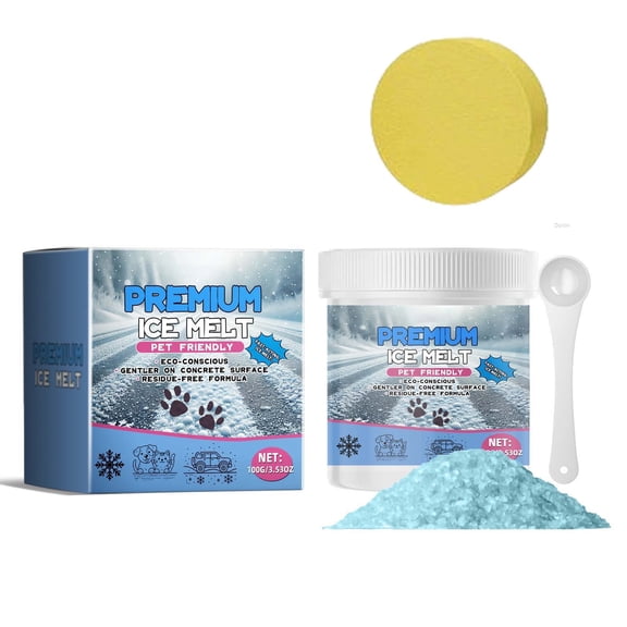 Bfogop Snow Ice Melt with Sponge, Snow Melt Ice Melt Safer for Concrete, Reducing Potential Impacts The Environment and Vegetation 100g Effectively Melt Ice and Snow While
