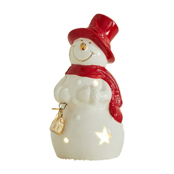 Bfogop Snowman Decorations LED Ceramic Snowman Christmas Decorations for Bedroom Unique Gifts Unique Christmas Snowman Decoration Set Warm and Adorable, Lighting Up Your Christmas