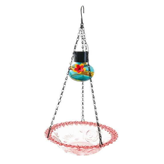 Bfogop Solar Bird Feeder for Outdoors Hanging, Metal Wild Bird Feeder, Crackle Glass Ball Lights Outdoor Waterproof, Gifts for Bird Lovers Garden Yard Decor Landscape Decoration