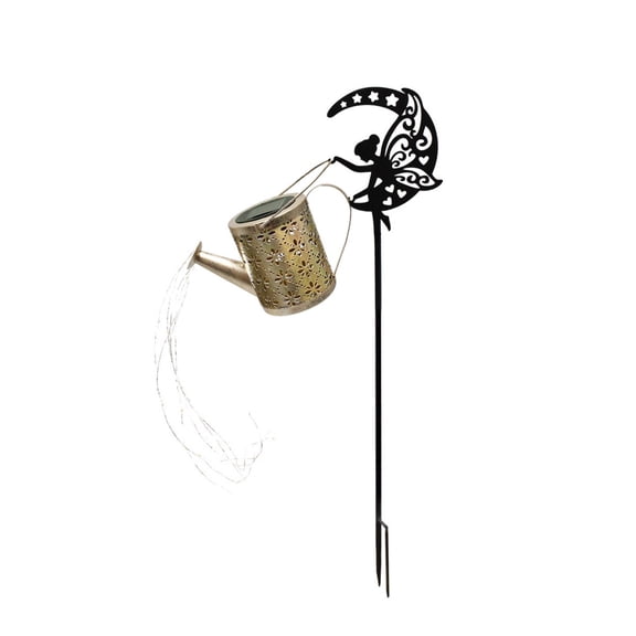 Bfogop Solar Powered Fairy Water Kettle Light, Garden Decorative Wrought Iron Retro Cute Elf Floor Light, Wireless Dusk to Dawn LED Lamp Waterproof,Outdoor Lamp Courtyard Solar Lamp