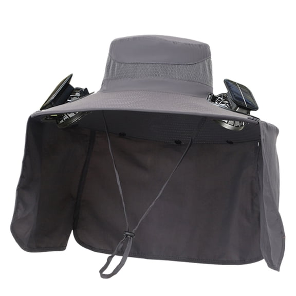 Bfogop Sun Bucket Hat Wide Brim Hat with Fans Solar Power and Neck Flap Camouflage, with 2 Solar Fan for Men Women UPF 50+,Fishing & Beach Hat with Fans Built in,Outdoor UV Sun Hat