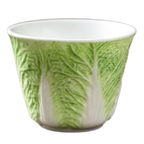 Bfogop Teacup,Ceramic Cup,Handmade Cabbage Teaware Chinese Kung Fu Master's Cup Gift Small Bowl for Dessert, Ice Cream, Snack, Dip,120ml