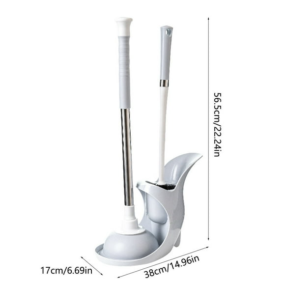 Bfogop Unique Toilet Plunger and Brush, Silicone Brush and Heavy Duty Toilet Plunger Set with Ventilated Holder, 2-in-1 Toilet Brush and Plunger Combo for Bathroom Cleaning