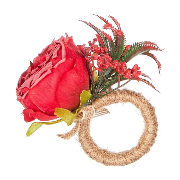 Bfogop Valentine's Day Rose Napkin Rings 2Pcs Artificial Rose Napkin Holders Rose Napkin Buckle Romantic Red Flower Table Decor for Valentine's Day Birthday Wedding Party Decoration