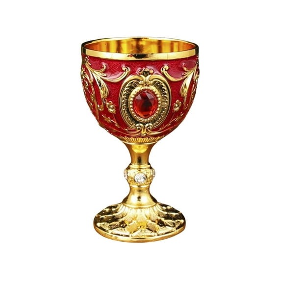 Bfogop Vintage Medieval Goblet Drinking Glass Party Supplies Handmade Novelty Engraving Metal Wine Cup ,Royal Chalices Medieval European Style Embossed Drinking Cups Party Favors 30ml