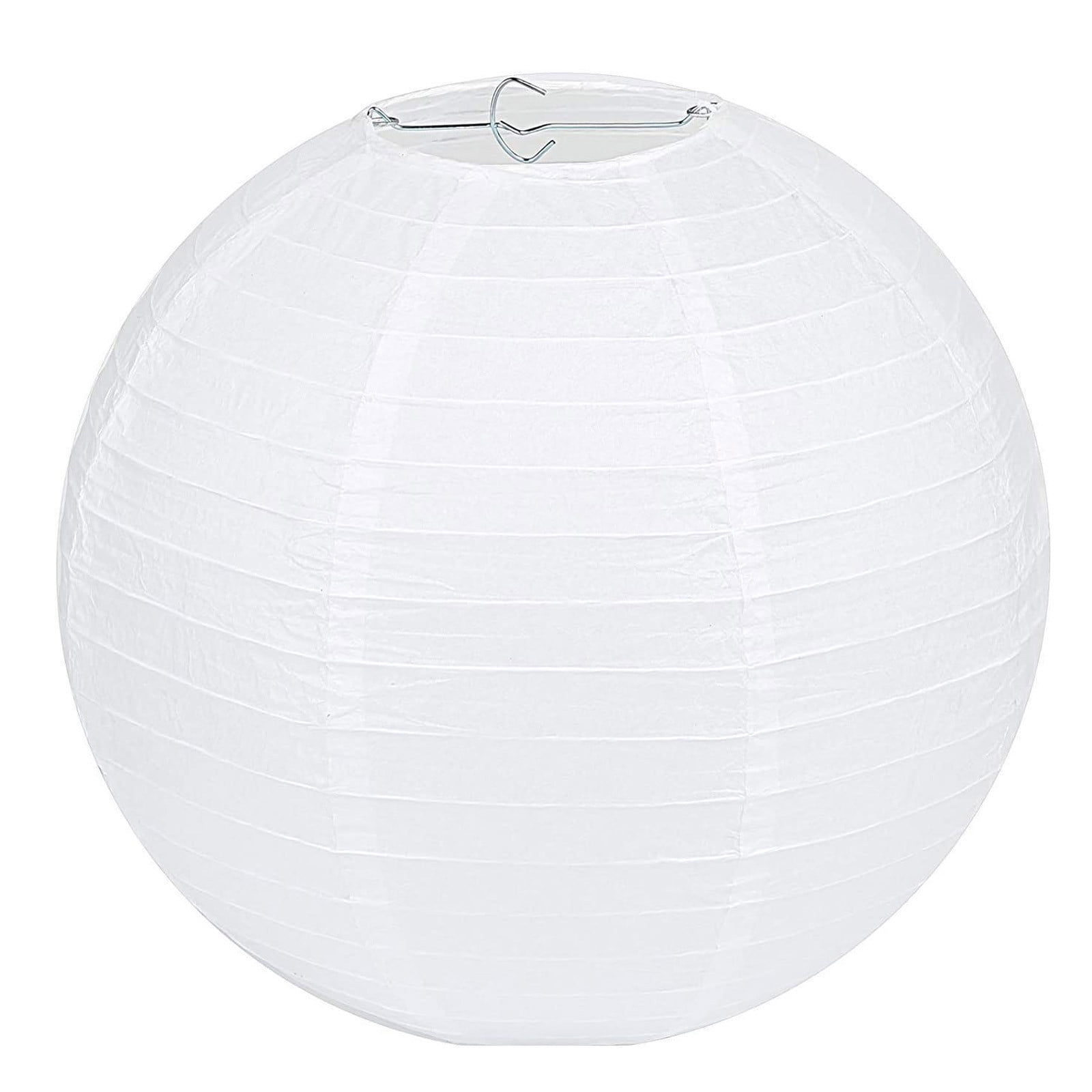 Bfogop White Round Paper Lanterns-12in Large Hanging Paper Lantern Lamp, Chinese Paper Lantern Pendant Light for Party Decoration, Wedding, Home Decor Ceiling Lampshade