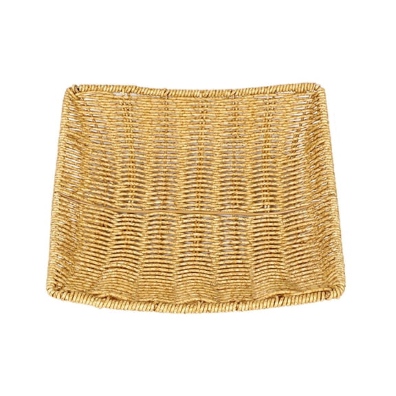 Bfogop Wicker Bread Baskets 8.6 Inch Woven Serving Basket for Gifts, Poly Wicker Storage Rectangle Rattan Display Trays for Bread Food Vegetables Fruit Snacks Tabletop Restaurant Home