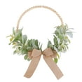 thumbnail image 1 of Bfogop Wood Bead Artificial Flocked Lambs Ear Eucalyptus Leaf Front Door Wreath 12inch Mini Spring Summer Winter Porch Farmhouse Window Bohemia Home Wall Decorations Golden Bow Tie, 1 of 8