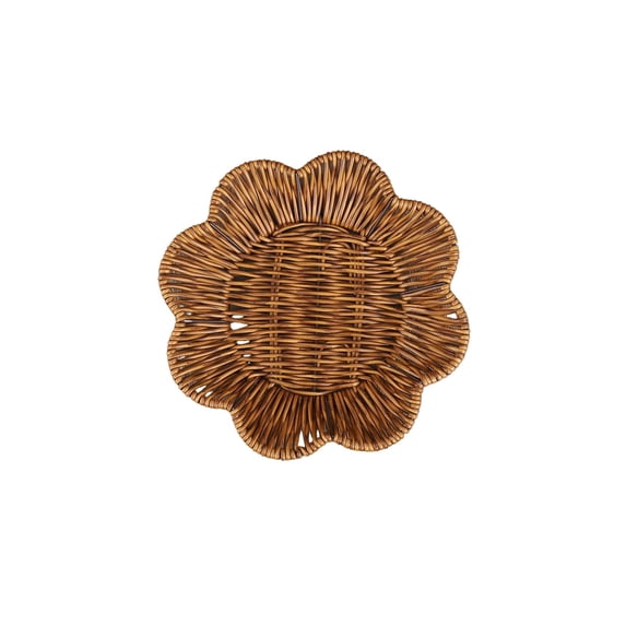 Bfogop Woven Bread Basket, Food Serving Plastic Wicker Fruit Baskets, Imitation Rattan Food Serving Trays for Vegetables, Kitchen, Restaurant, Outdoor