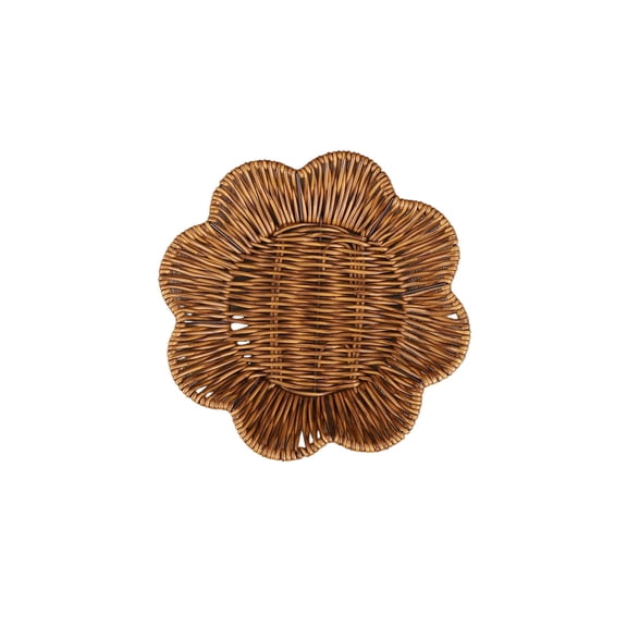 Bfogop Woven Bread Basket, Food Serving Plastic Wicker Fruit Baskets, Imitation Rattan Food Serving Trays for Vegetables, Kitchen, Restaurant, Outdoor